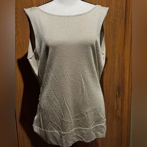 Ann Taylor Taupe Sleeveless Silk Tank Top with crisscross back